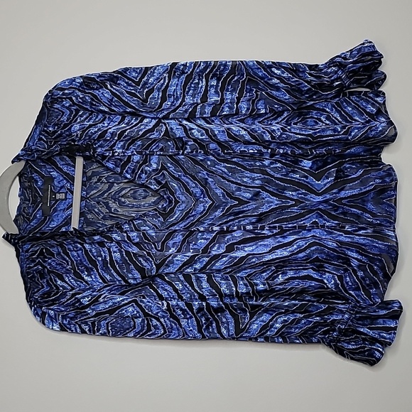 WHBM Long Sleeve Silk Burnout Tie Blouse Size Small - Picture 3 of 16